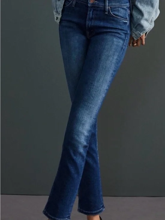 MOTHER Mid Rise Dazzler Ankle Jeans - Dark Blue - Picture 1 of 4